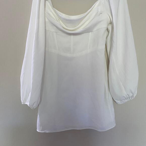 Princess Polly LILLIE LONG SLEEVE MINI DRESS WHITE sz 8 - Picture 3 of 6